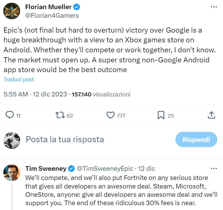 Lo scambio tra Sweeney e Mueller