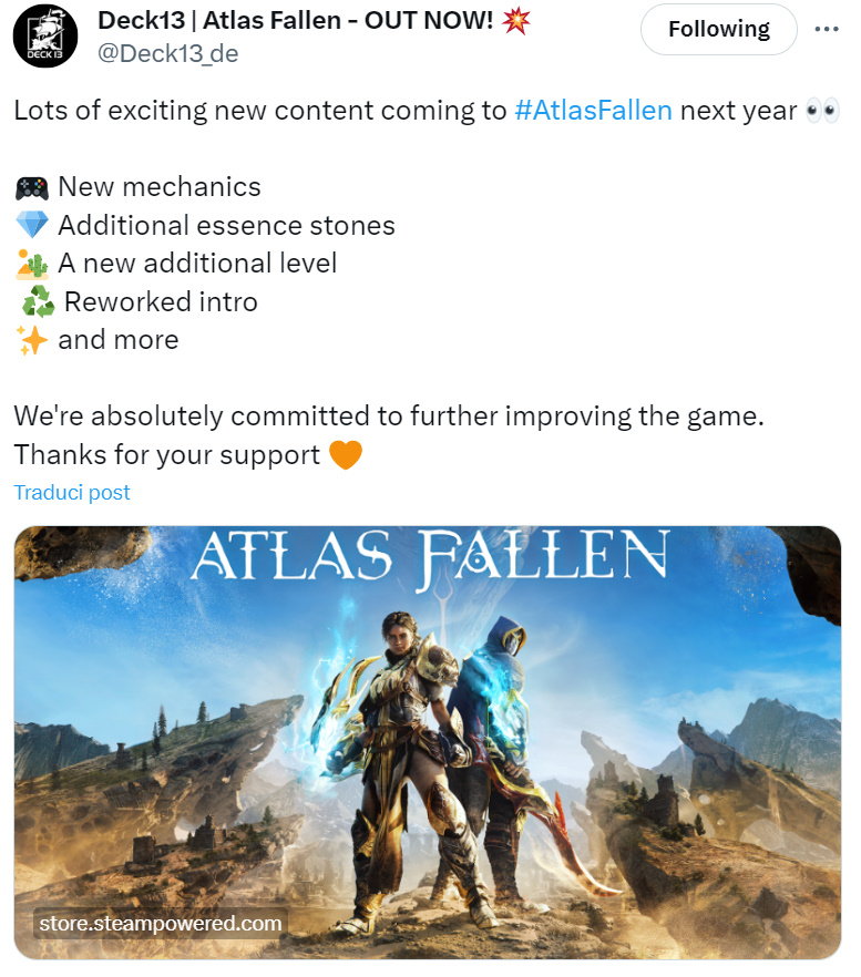 Il tweet con l'annuncio