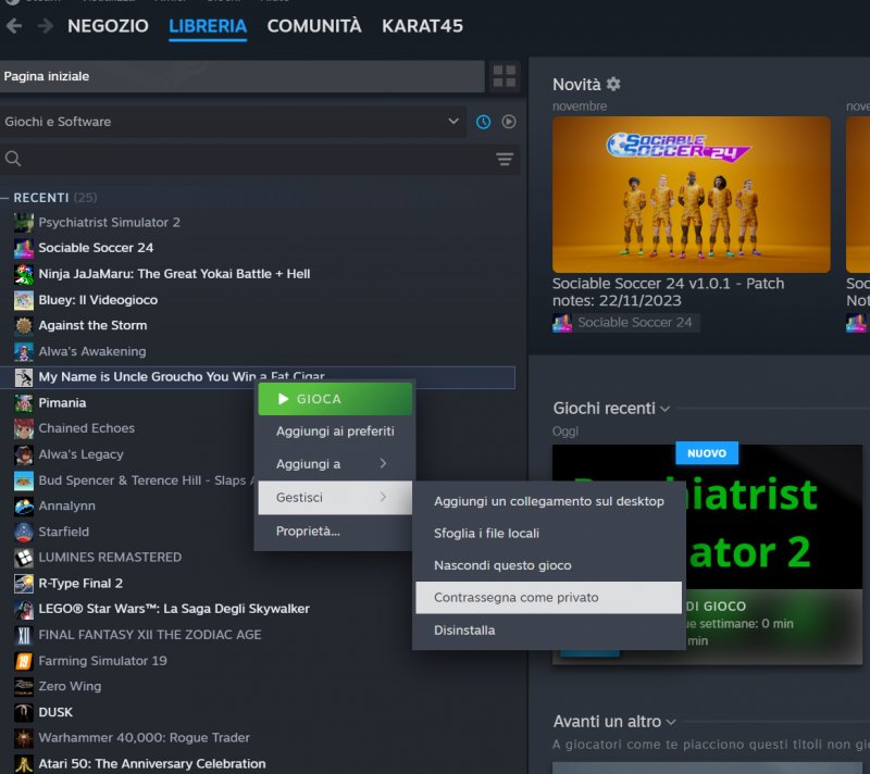 Come contrassegnare un gioco come privato