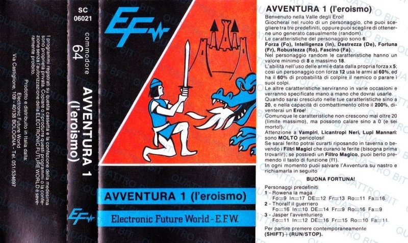 La copertina completa di Avventura 1 presa da Quattro Bit