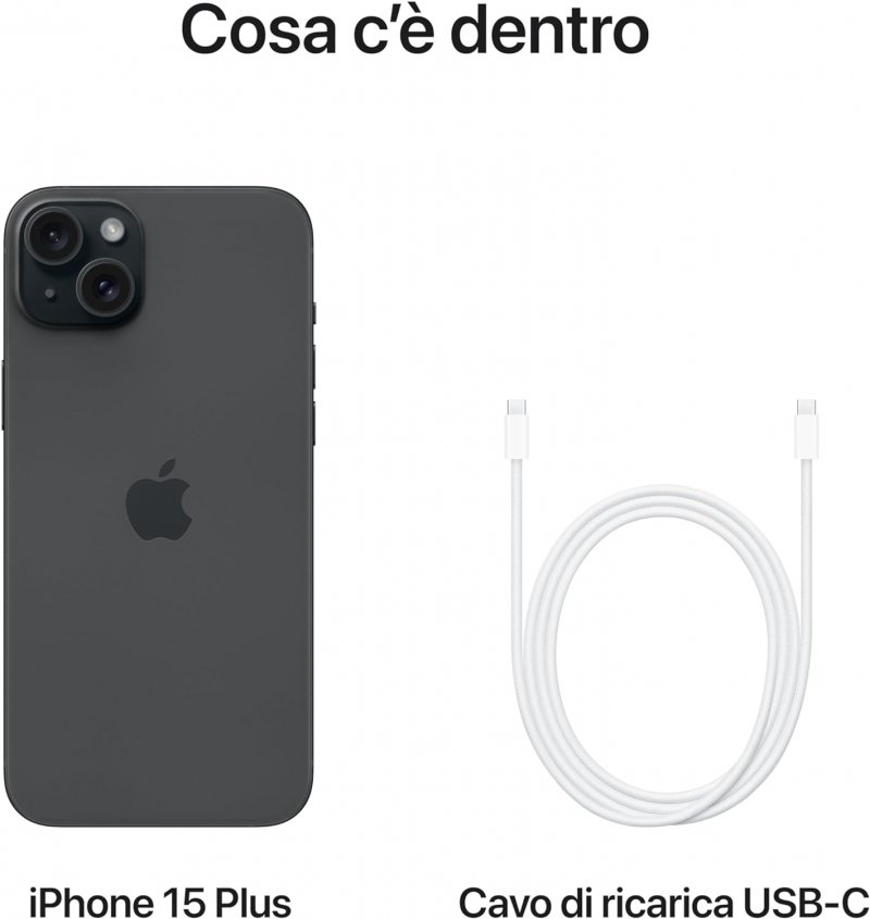I contenuti della confezione dell'Apple iPhone 15 Plus