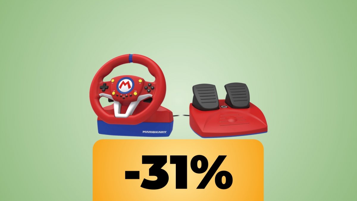 Mario Kart Racing Wheel Pro Mini racing wheel with pedals at a discount