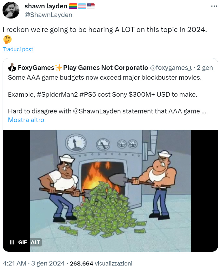 Il post di Layden in risposta a quello di @foxygames_uk