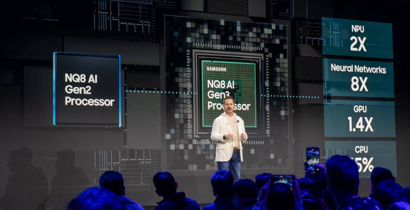 Una foto dalla presentazione del nuovo processore Samsung