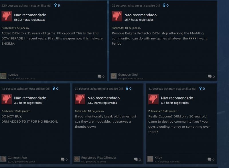 Alcune delle molte recensioni negative piovute contro i giochi di Capcom Alcune delle molte recensioni negative piovute contro i giochi di Capcom