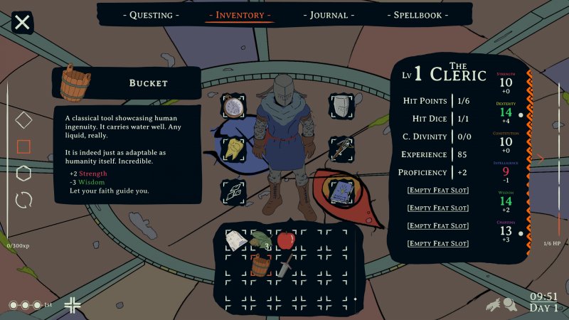 Il nostro personaggio può equipaggiare vari oggetti per ottenere bonus (e malus) alle statistiche