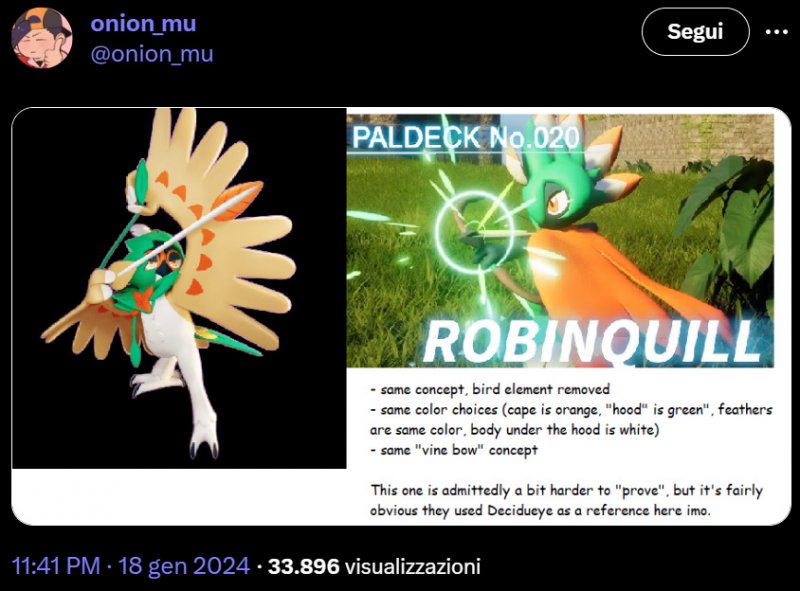 Esempi di elementi copiati dai Pokémon