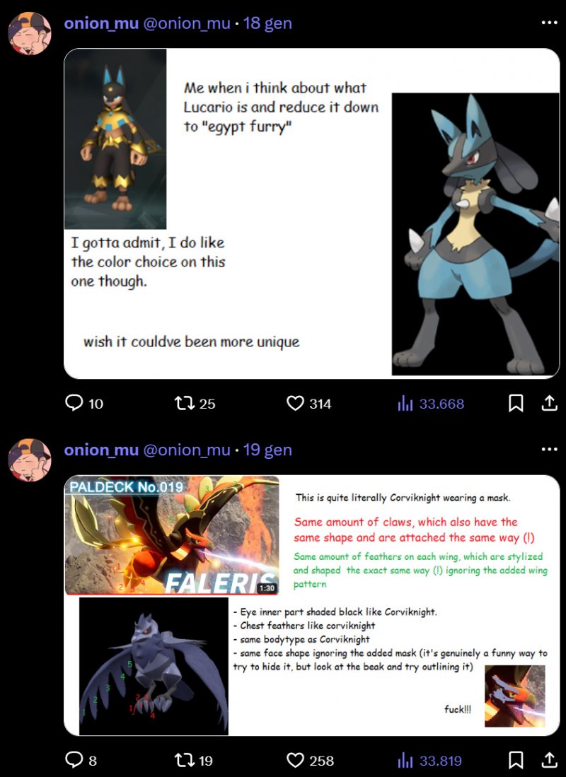 Esempi di elementi copiati dai Pokémon