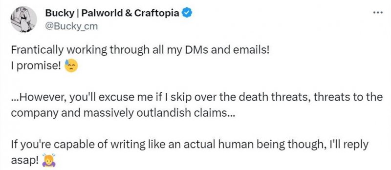 Il messaggio del community manager di Pocketpair Il messaggio del community manager di Pocketpair