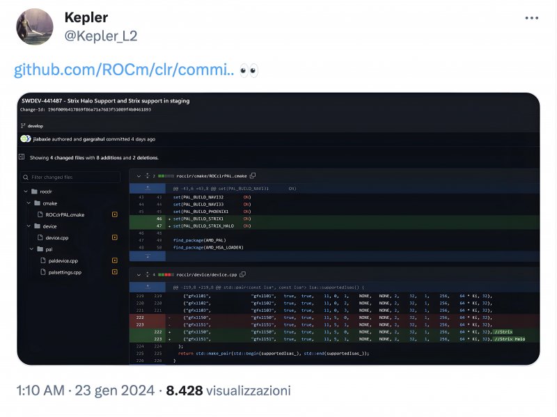 Kepler leak showing GitHub link for Strix Point and Strix Halo