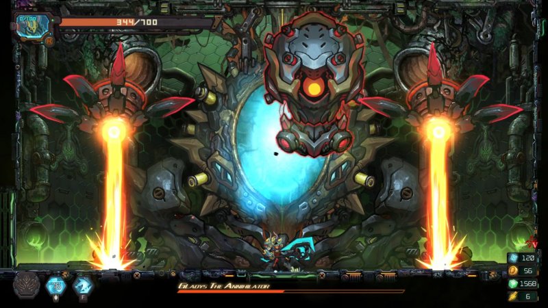 In Oblivion Override Gladys ci attaccherà con enormi colonne laser