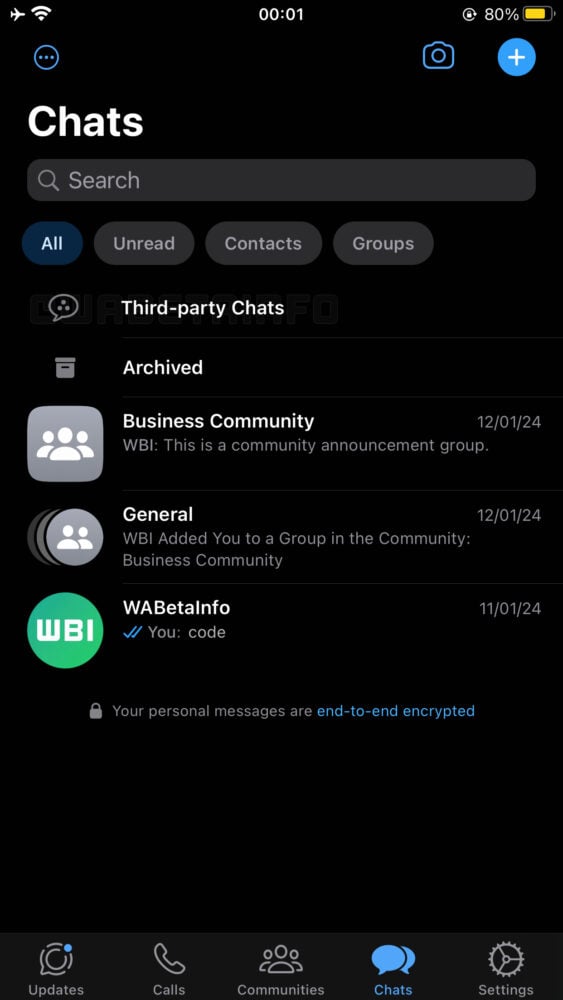 Screenshot della nuova funzione nella versione beta di WhatsApp per iOS Screenshot della nuova funzione nella versione beta di WhatsApp per iOS
