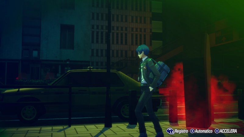 Molti noterebbero la stranezza di una strada illuminata di luce verdognola e piena zeppa di tombe in verticale, ma non è questo il caso di Makoto Yuki, il protagonista di Persona 3 Molti noterebbero la stranezza di una strada illuminata di luce verdognola e piena zeppa di tombe in verticale, ma non è questo il caso di Makoto Yuki, il protagonista di Persona 3