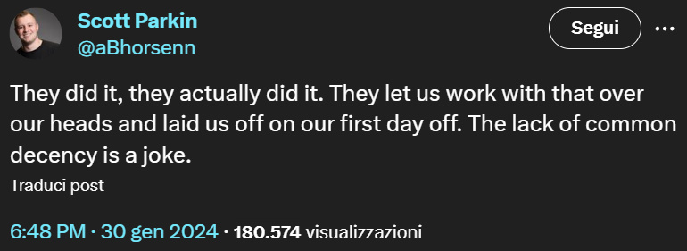 Il messaggio di Parkin