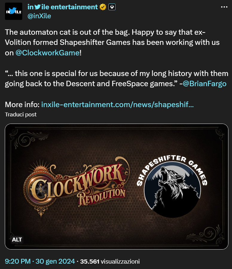 Il post con l'annuncio Il post con l'annuncio