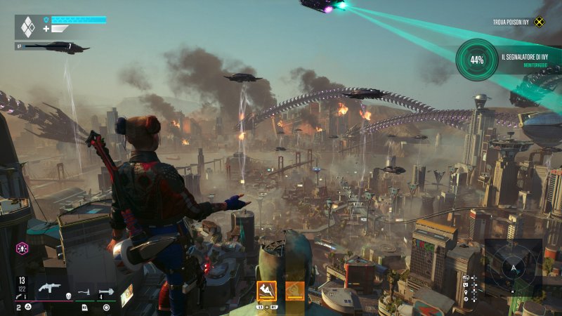 Harley Quinn ammira il panorama di Metropolis in Suicide Squad: Kill the Justice League