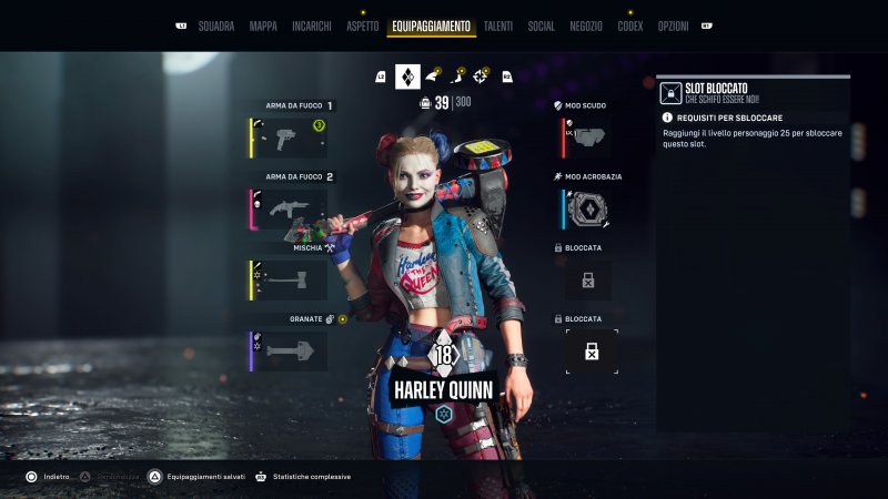 La schermata dell'equipaggiamento in Suicide Squad: Kill the Justice League La schermata dell'equipaggiamento in Suicide Squad: Kill the Justice League