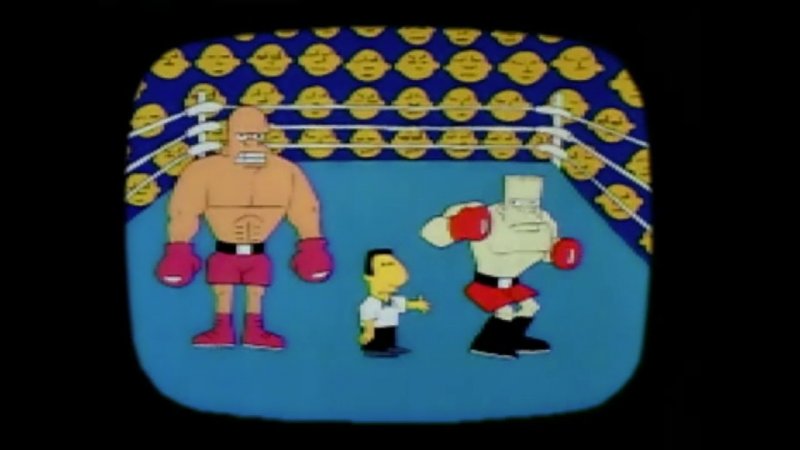L'arbitro presenta Bart 'Rambo' Simpson in Super Slugfest