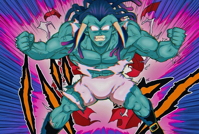 Per sconfiggere Gas, al centro di questa immagine, Vegeta ha raggiunto un nuovo livello di potenza Per sconfiggere Gas, al centro di questa immagine, Vegeta ha raggiunto un nuovo livello di potenza