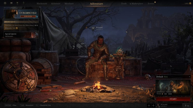 Il menù di avvio di Dungeonborne è raffigurato come un accampamento e ci dà accesso a tutto quello che ci serve Il menù di avvio di Dungeonborne è raffigurato come un accampamento e ci dà accesso a tutto quello che ci serve