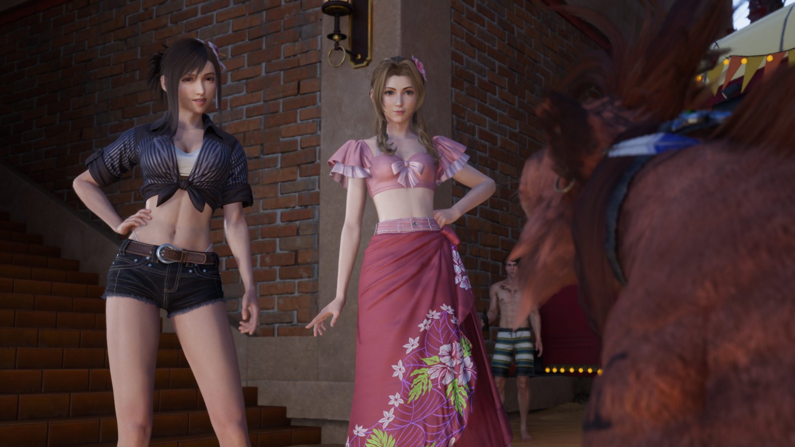 Tifa e Aerith in Final Fantasy 7 Rebirth con indosso i costumi da bagno