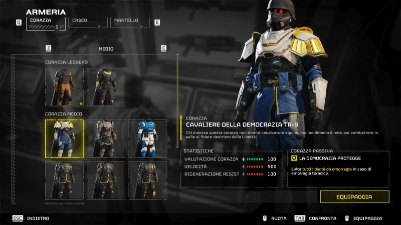 Attenti alle abilità passive di ciascuna armatura, possono fare la differenza!