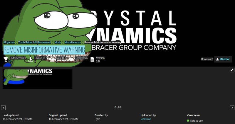 La pagina della mod rimossa non era propriamente neutra