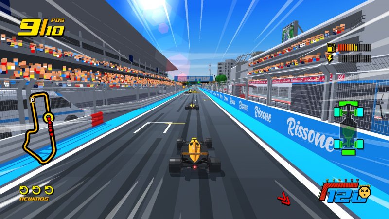 In New Star Gp è possibile scegliere tra tante diverse telecamere, dalla prima persona dentro la macchina alla più old style a volo d'uccello