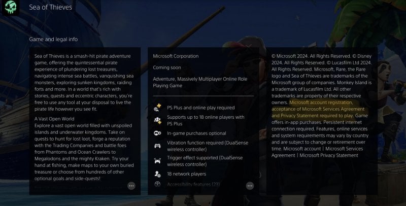 Sea of ​​​​Thieves: la página oficial que contiene la información de su cuenta de Microsoft