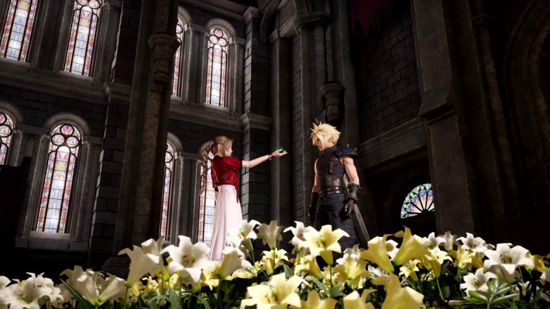 Cloud incontra di nuovo Aerith nella sua chiesa Cloud incontra di nuovo Aerith nella sua chiesa