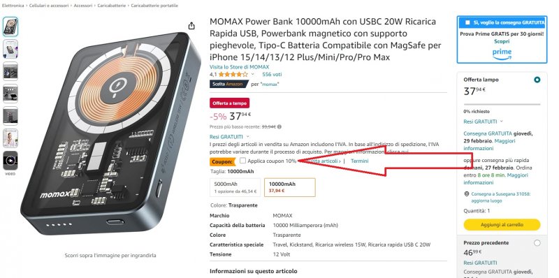 Power Bank da 10000 mAh