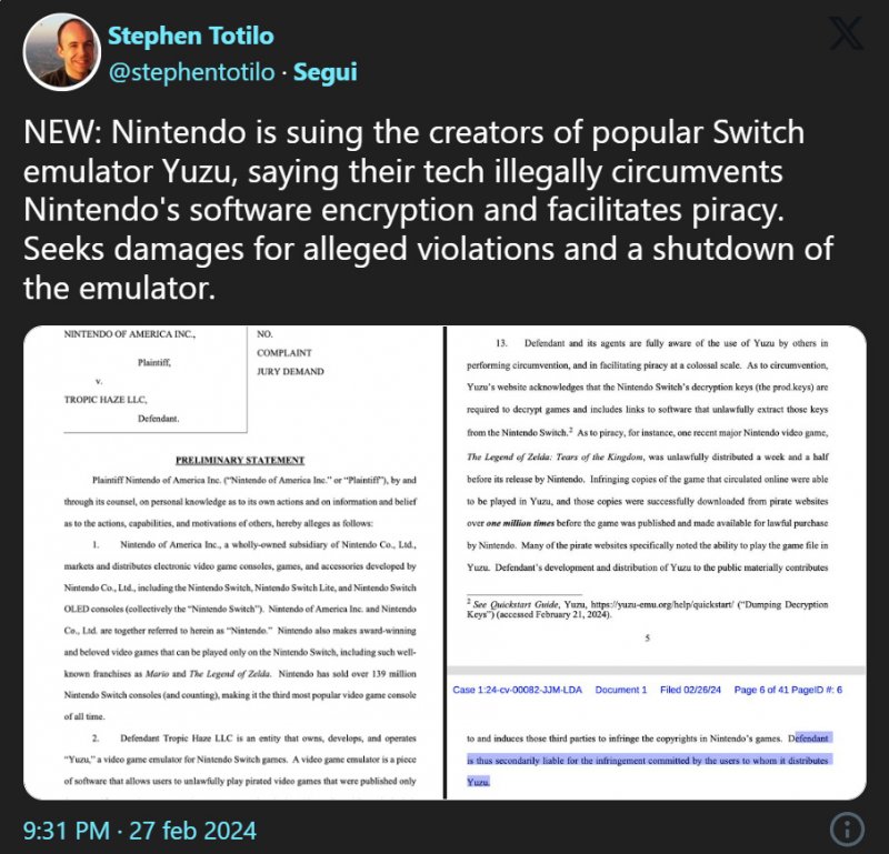 Gli avvocati di Nintendo sono sempre pronti.