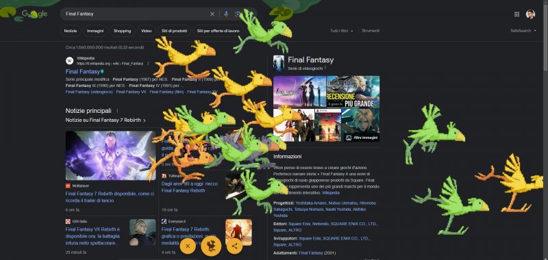L'easter egg dei Chocobo su Google L'easter egg dei Chocobo su Google