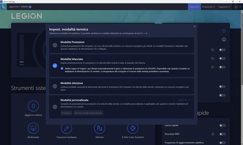Lenovo AI Engine+ si abilita facilmente da Lenovo Vantage