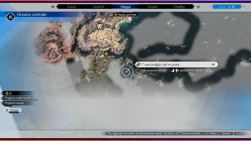 La posizione del primo pezzo del tesoro