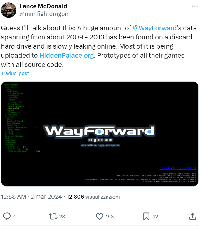 Il post di Lance McDonald