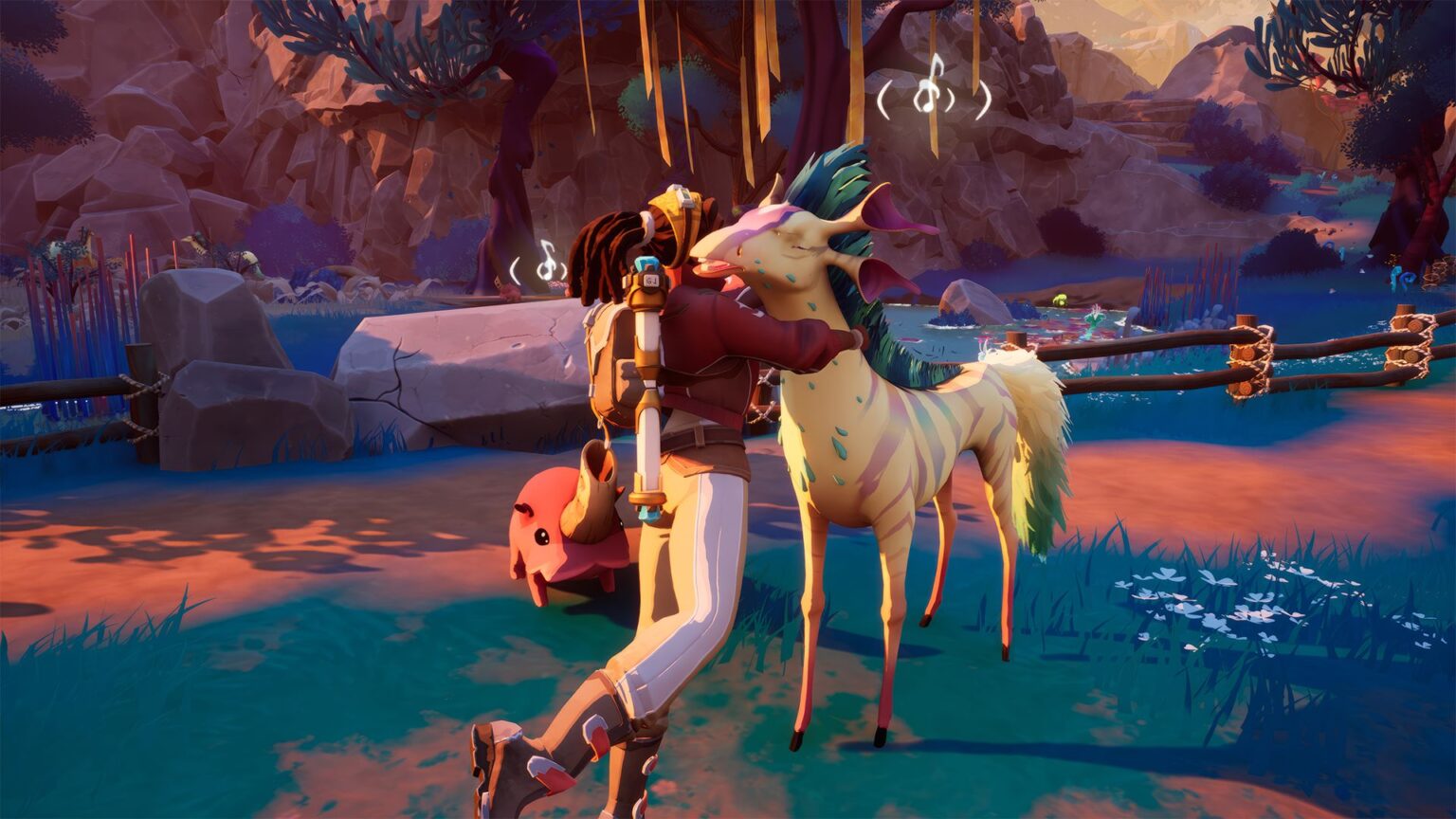 La protagonista abbraccia un unicorno