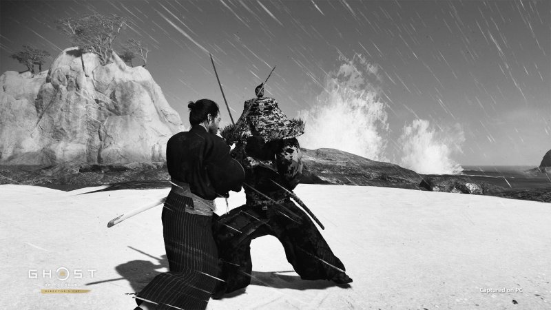 A melee duel in Ghost of Tsushima: Director's Cut