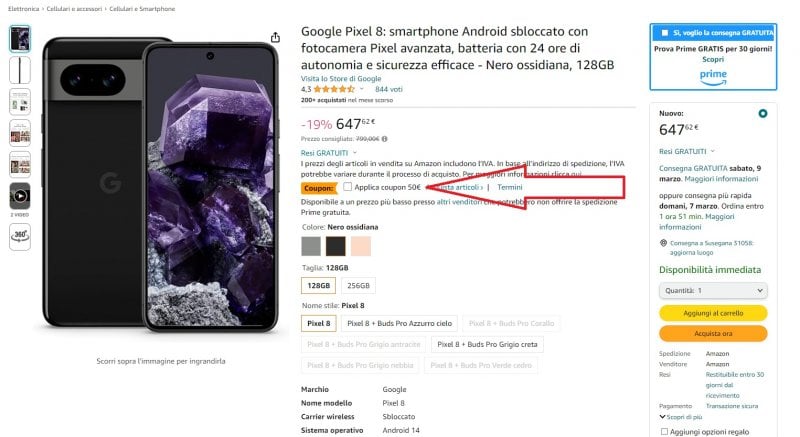 Dove attivare il coupon per il Google Pixel 8