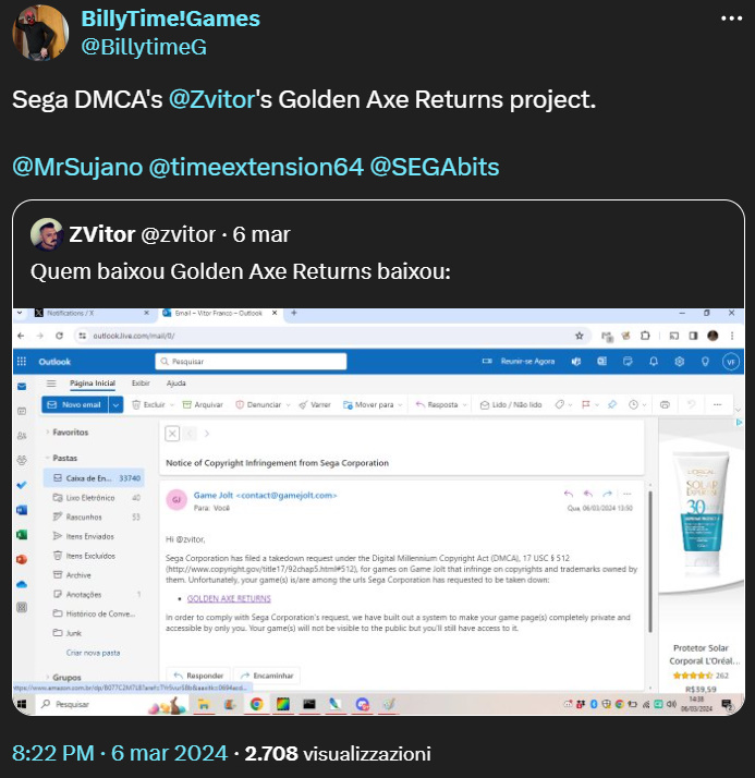 La richiesta di rimozione del gioco
