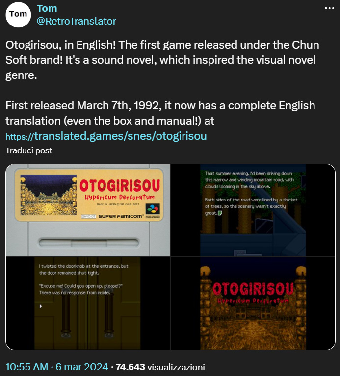 L'annuncio della traduzione