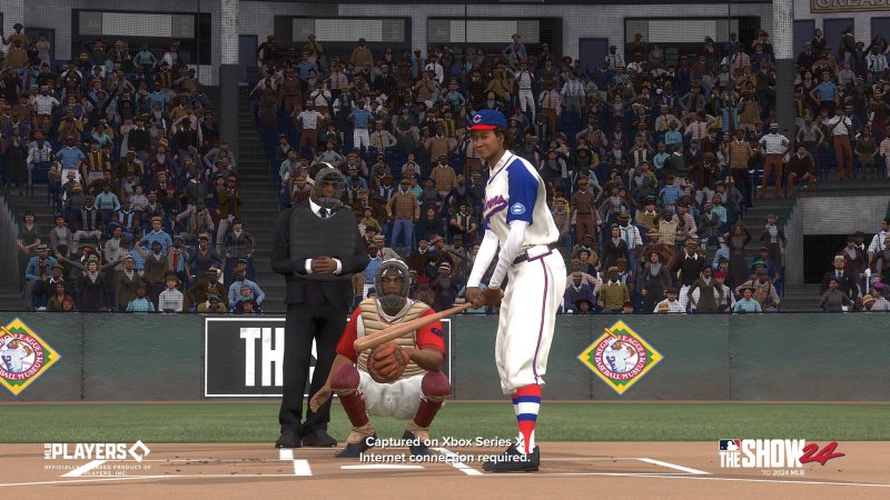Uno dei giocatori di MLB The Show 24 si prepara a battere Uno dei giocatori di MLB The Show 24 si prepara a battere