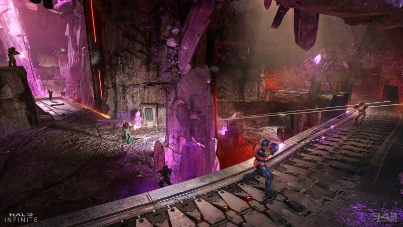 Una scena dalla mappa Prism di Halo Infinite