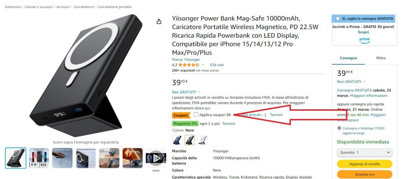 Power Bank Mag-Safe da 10000 mAh Power Bank Mag-Safe da 10000 mAh