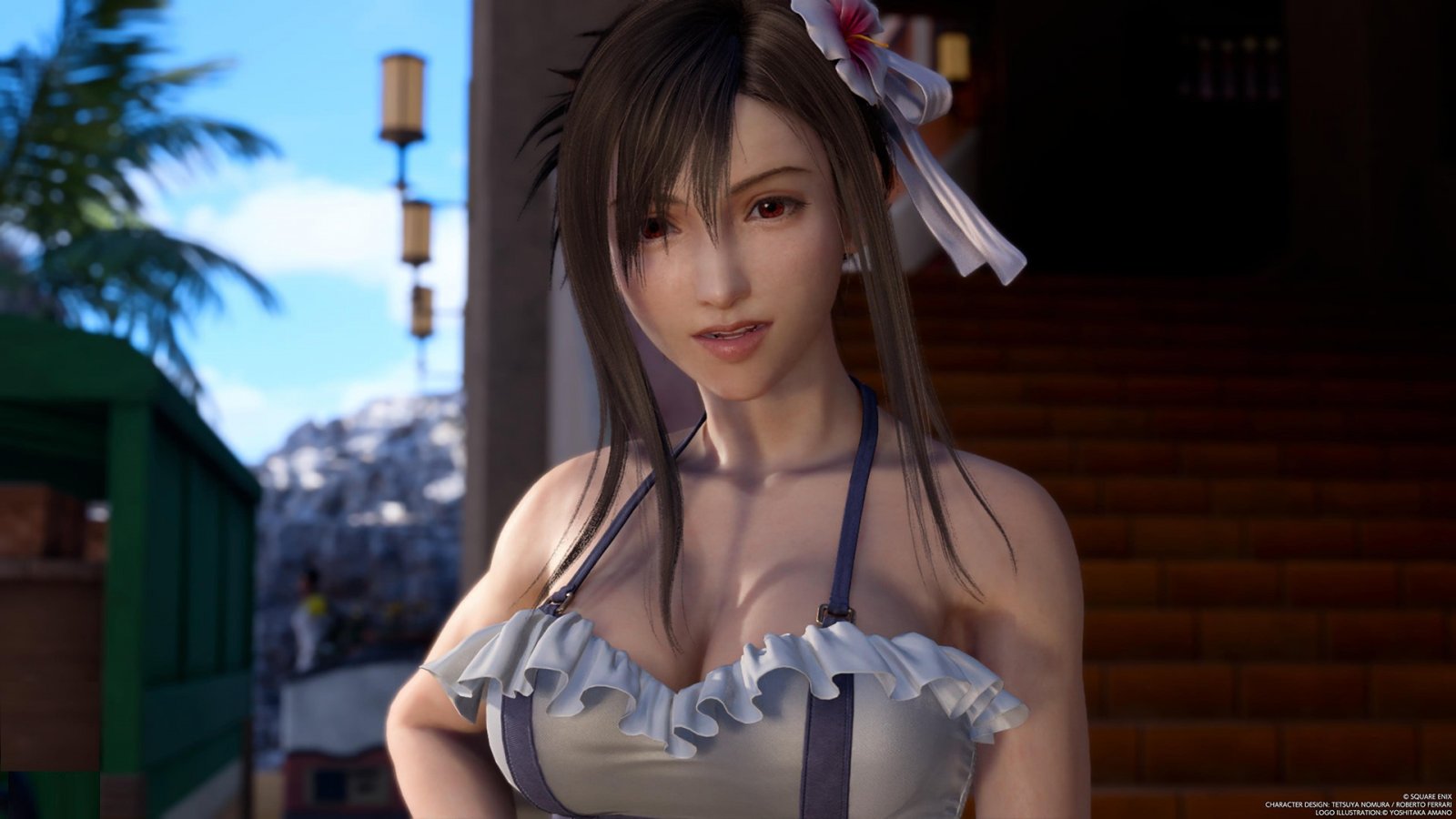 Tifa in Final Fantasy VII Rebirth con un costume da bagno