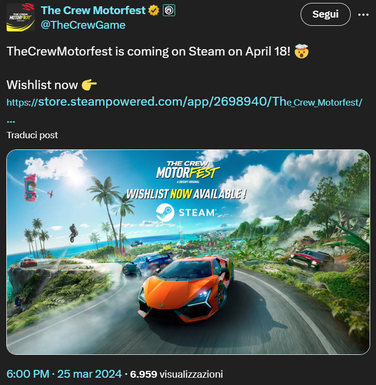 Il messaggio X con lo stringato annuncio