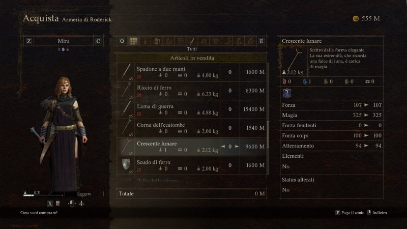 Il bastone Crescente Lunare è costoso, ma offre statistiche ben più alte di quello base dello Stregone