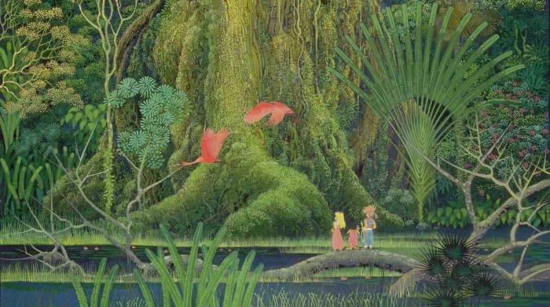 La copertina originale di Secret of Mana disegnata da Isono Hiroo