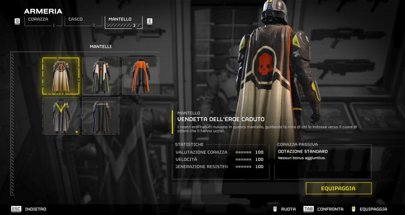 Ecco il mantello Vendetta dell'Eroe Caduto