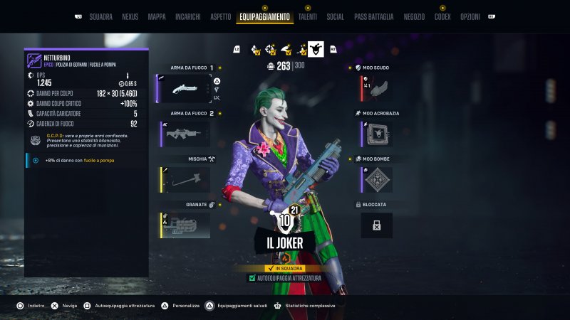 Joker e il suo equipaggiamento in Suicide Squad: Kill the Justice League